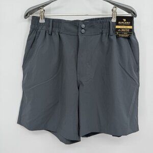 Burlebo Men's 7" Everyday Shorts sz S Small 30/32 Elastic Waist Performance Gray